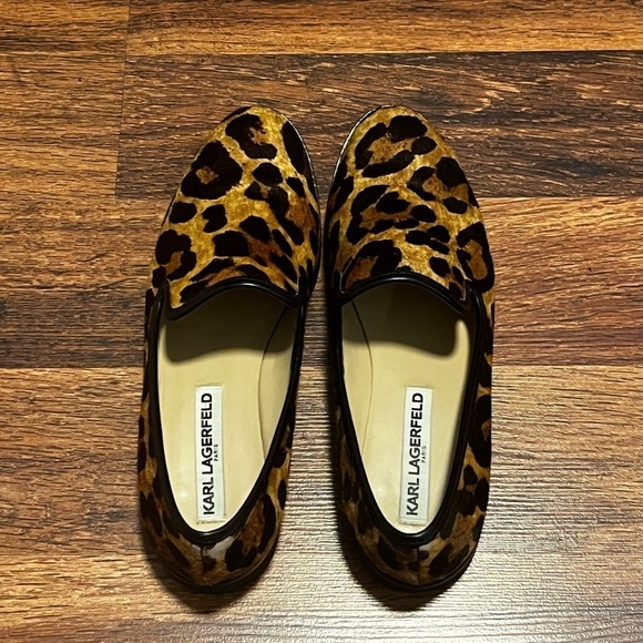 NEW KARL LAGERFELD Paris Leopard Print Calf-Hair Loafers Size 6:5 - Picture 4 of 6
